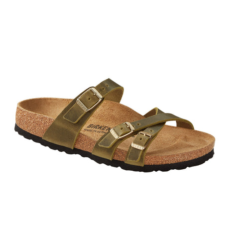 Birkenstock Franca Slide Sandal (Women) - Green Olive Oiled Leather Sandals - Slide - The Heel Shoe Fitters