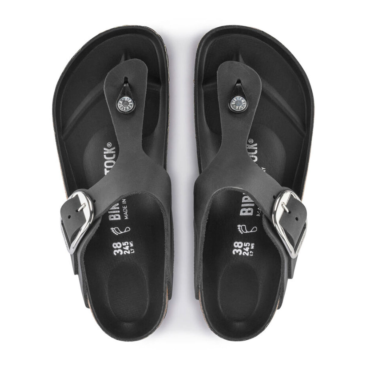 Birkenstock Gizeh Big Buckle Sandal (Women) - Black Oiled Leather Sandal - Thong - The Heel Shoe Fitters