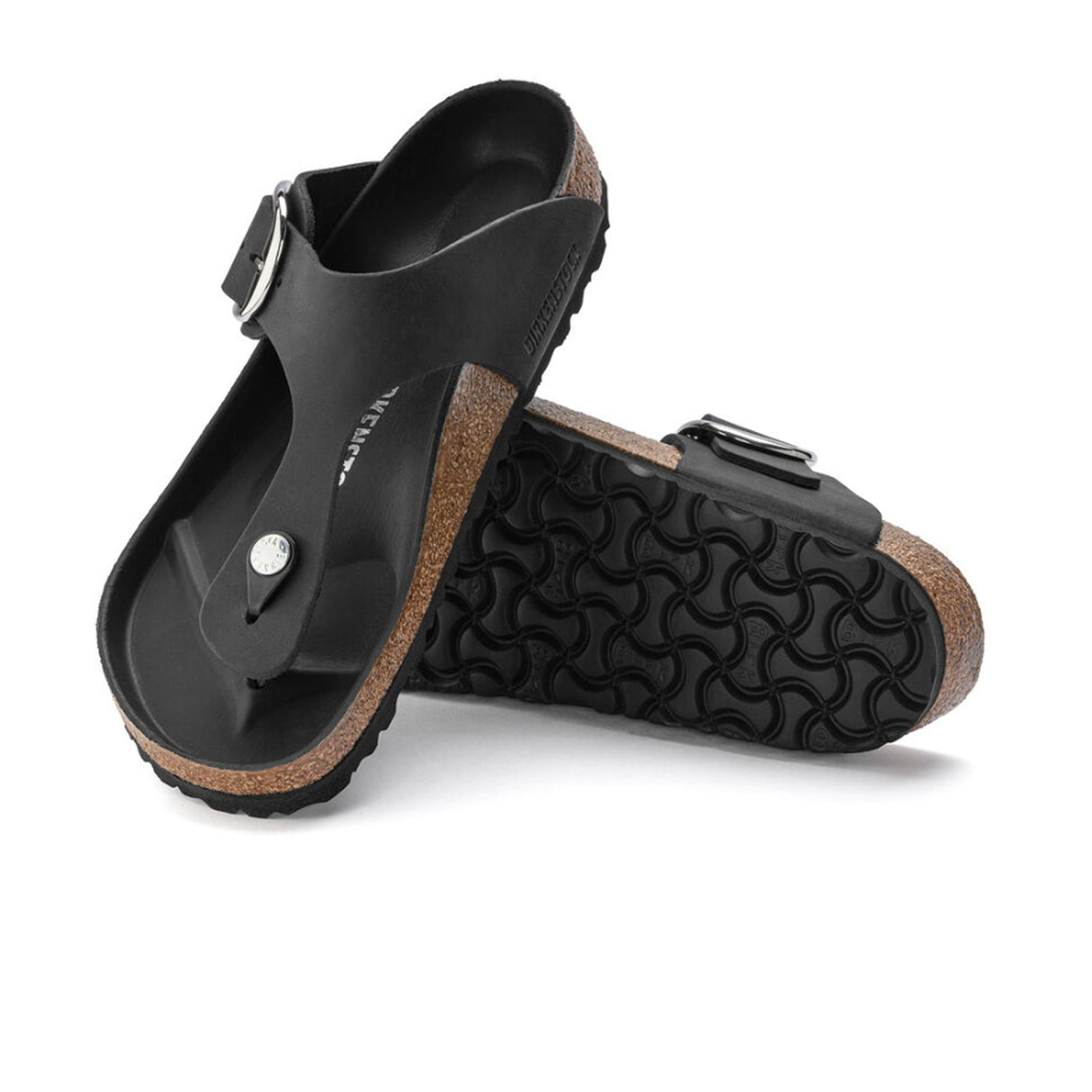 Birkenstock Gizeh Big Buckle Sandal (Women) - Black Oiled Leather Sandal - Thong - The Heel Shoe Fitters