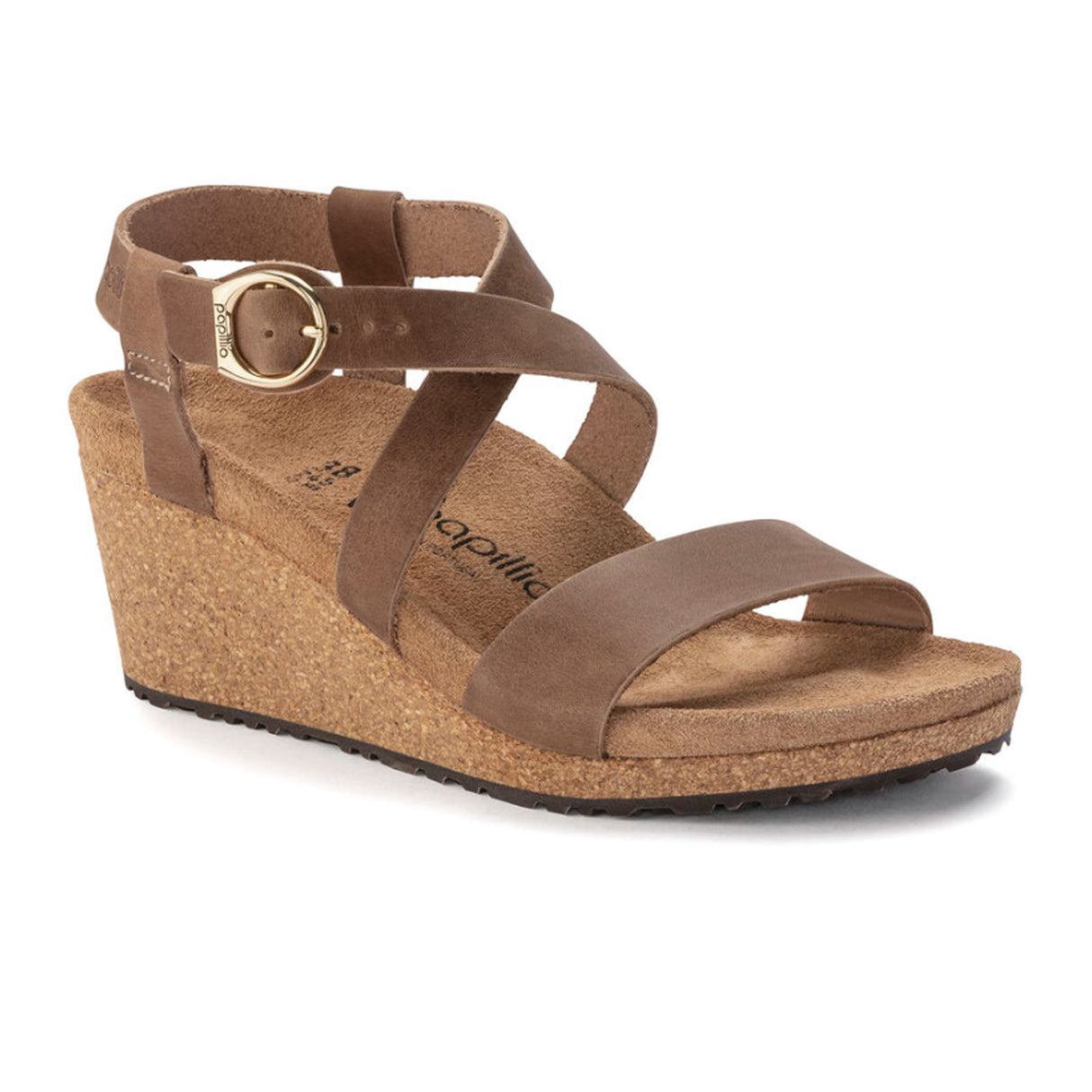 Birkenstock Sibyl Ring-Buckle Narrow Wedge Sandal (Women) - Cognac Oiled Leather Sandal - Heel/Wedge - The Heel Shoe Fitters