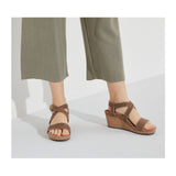 Birkenstock Sibyl Ring-Buckle Narrow Wedge Sandal (Women) - Cognac Oiled Leather Sandals - Heel/Wedge - The Heel Shoe Fitters