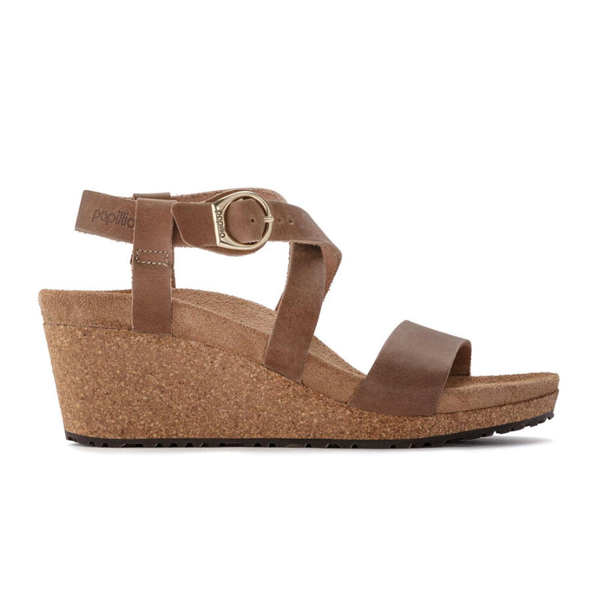 Birkenstock Sibyl Ring-Buckle Narrow Wedge Sandal (Women) - Cognac Oiled Leather Sandal - Heel/Wedge - The Heel Shoe Fitters