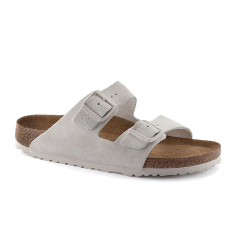 Birkenstock Arizona Soft Footbed Slide Sandal (Unisex) - Antique White Suede Sandals - Slide - The Heel Shoe Fitters