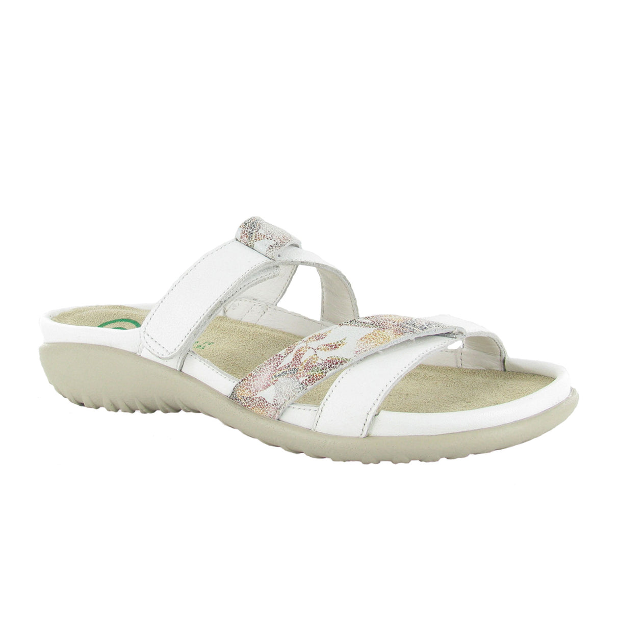 Naot Tariana Slide Sandal (Women) - Soft White Leather/Floral Leather Sandal - Slide - The Heel Shoe Fitters