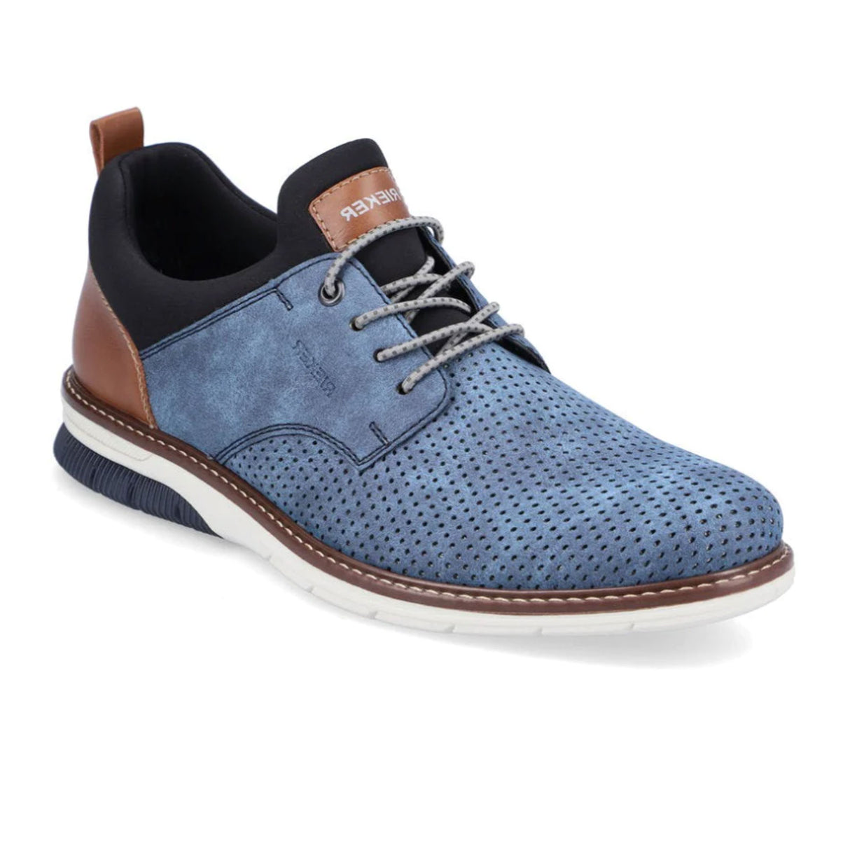 Rieker Dustin 14450-14 Lace Up(Men) - Blue/Brown Dress-Casual - Lace Ups - The Heel Shoe Fitters