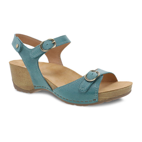 Dansko Tricia Sandal (Women) - Lagoon Milled Burnished Sandals - Heel/Wedge - The Heel Shoe Fitters