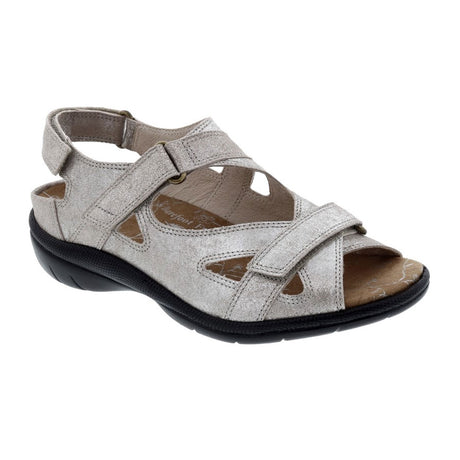 Drew Lagoon (Women) - Champagne Dusty Leather Sandals - Backstrap - The Heel Shoe Fitters