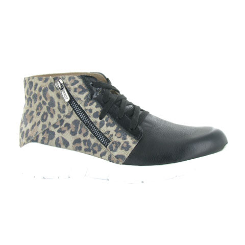 Naot Polaris Ankle Boot (Women) - Black Leather/Cheetah Suede/Black Luster Athletic - Casual - Lace Up - The Heel Shoe Fitters