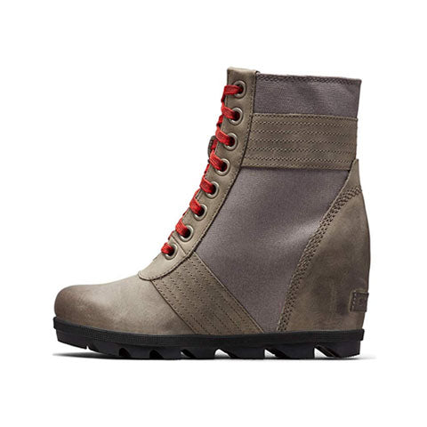 Sorel Lexie Wedge Ankle Boot (Women) - Quarry Leather Boots - Fashion - Wedge - The Heel Shoe Fitters