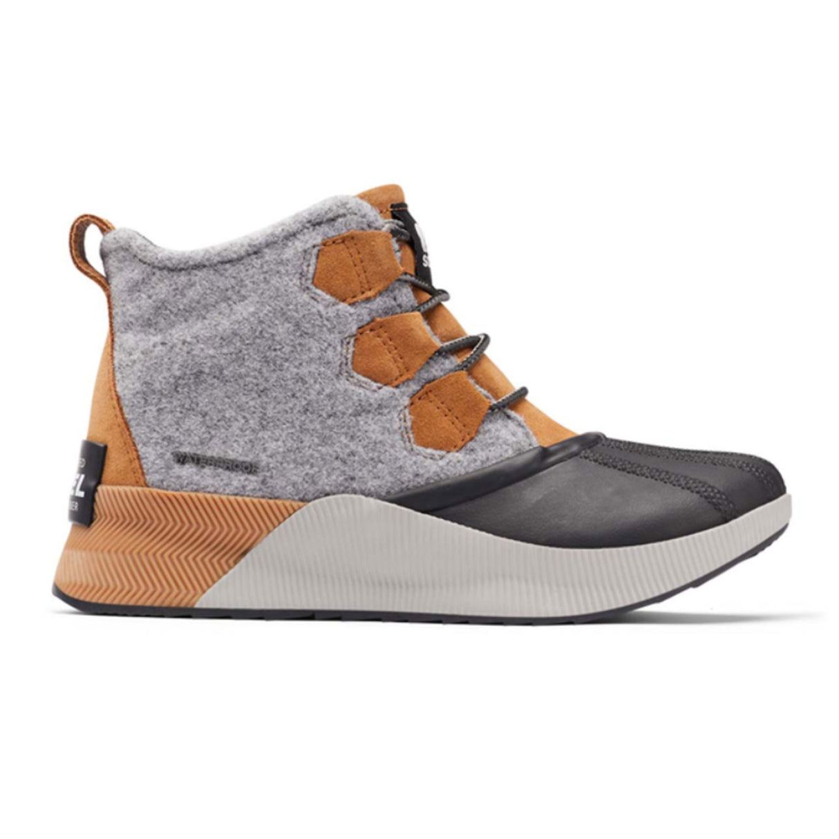 Sorel Out 'N About III Classic Waterproof Ankle Boot (Women) - Camel Brown Suede/Black Boots - Winter - Low - The Heel Shoe Fitters