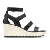 Sorel Cameron Wedge Multi Strap (Women) - Black/Chalk Sandals - Heel/Wedge - The Heel Shoe Fitters