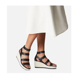 Sorel Cameron Wedge Multi Strap (Women) - Black/Chalk Sandals - Heel/Wedge - The Heel Shoe Fitters