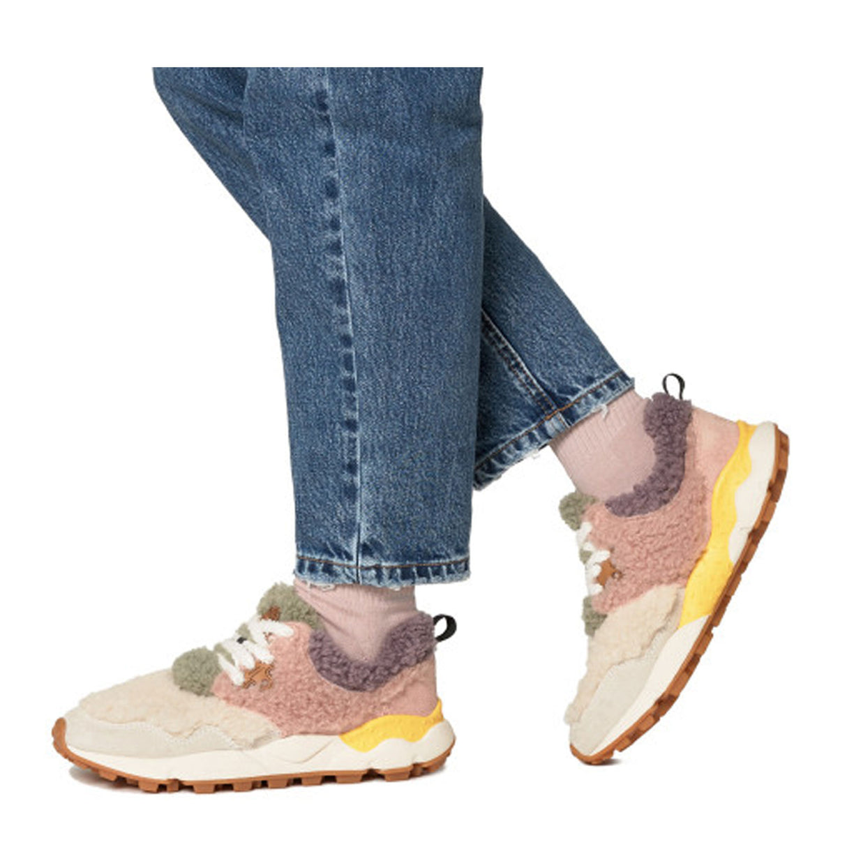 Flower Mountain Pampas Teddy Sneaker (Women) - Ice/Pink Athletic - Casual - Lace Up - The Heel Shoe Fitters