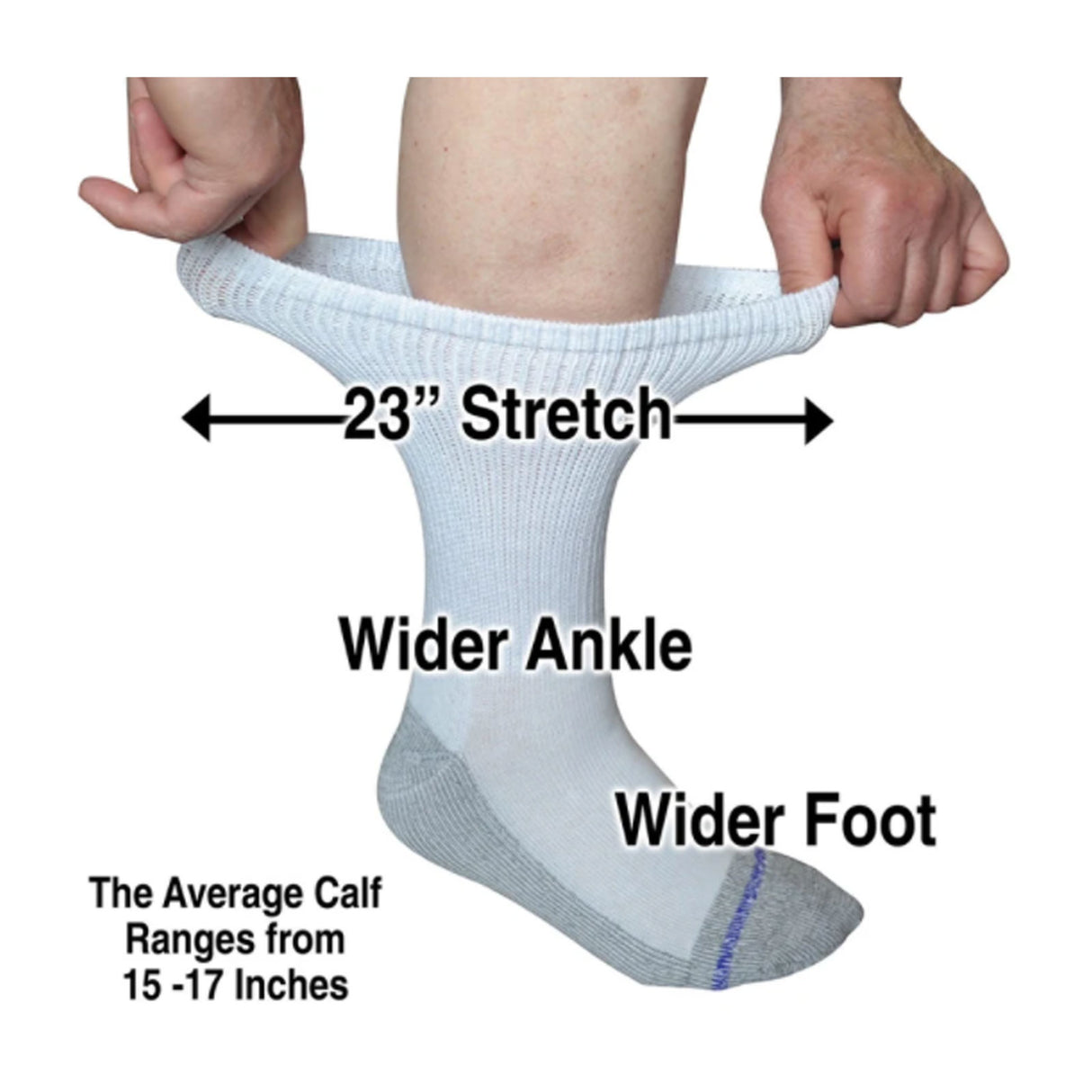 Extrawide Loose Fit Stays Up Medical Sock (Unisex) - White Accessories - Socks - Lifestyle - The Heel Shoe Fitters