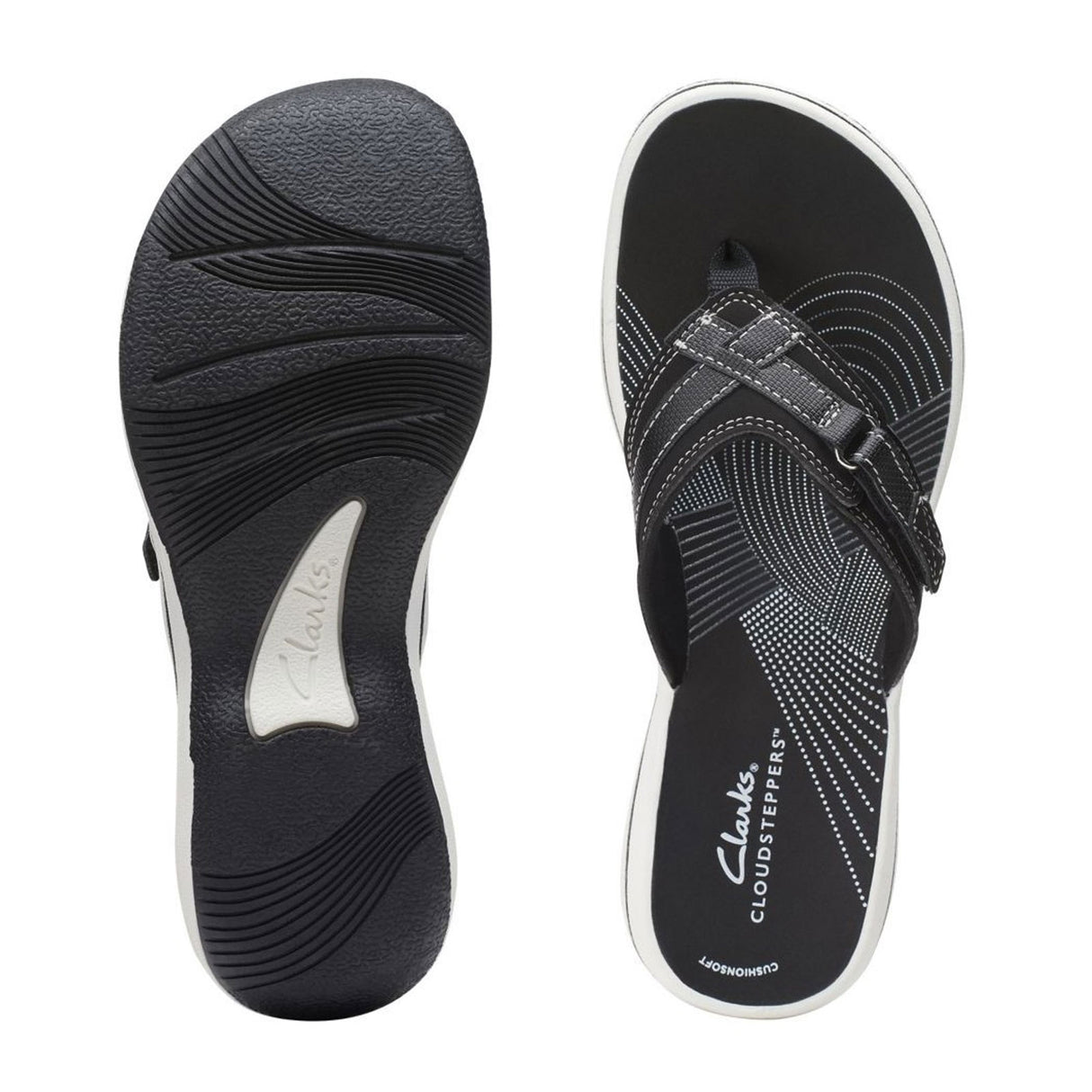 Clarks Breeze Sea Sandal (Women) - Black Synthetic Sandal - Thong - The Heel Shoe Fitters