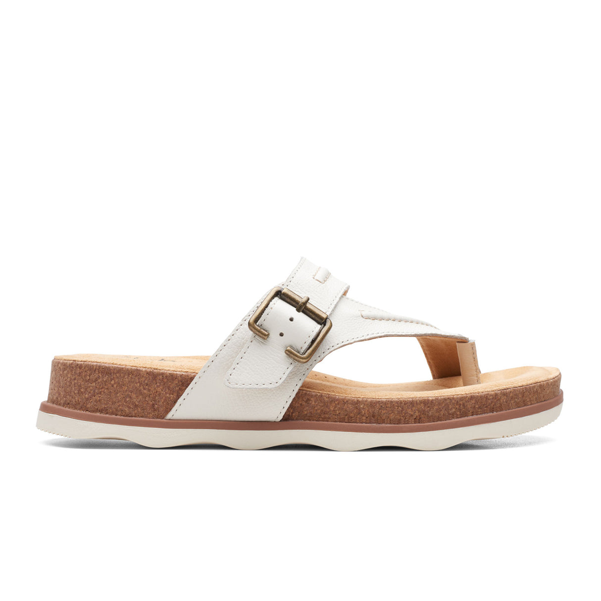 Clarks Brynn Madi Thong Sandal (Women) - White Leather Sandals - Thong - The Heel Shoe Fitters