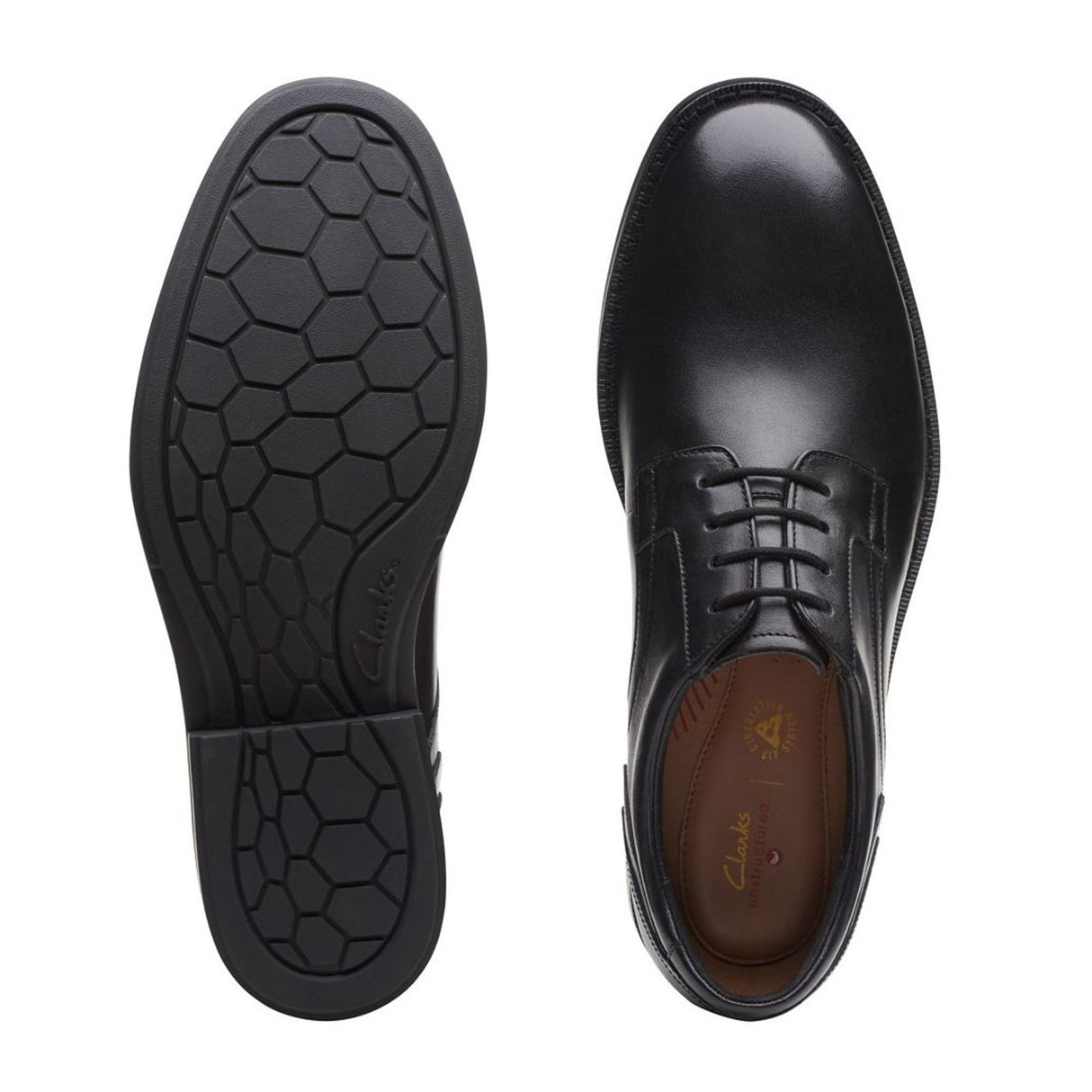 Clarks Un Hugh Lace Oxford (Men) - Black Leather Dress-Casual - Oxford - The Heel Shoe Fitters