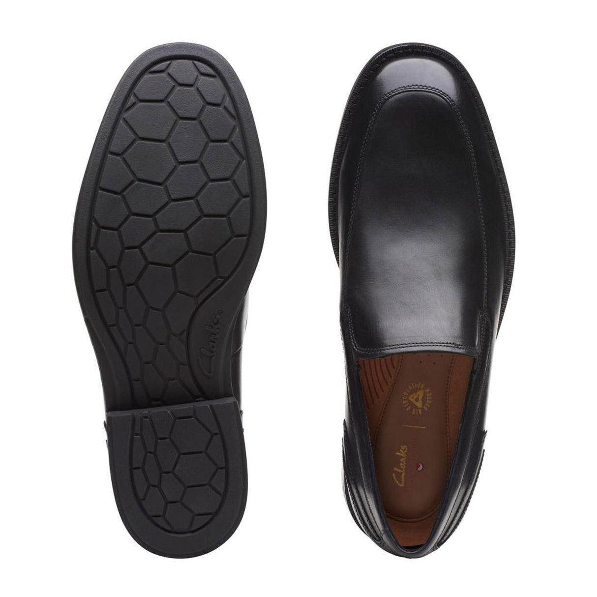 Clarks Un Hugh Step Slip On Loafer (Men) - Black Leather Dress-Casual - Slip On - The Heel Shoe Fitters
