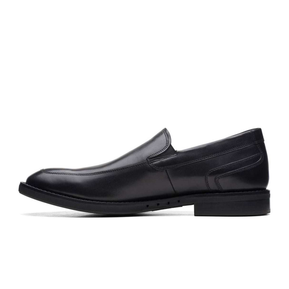 Clarks Un Hugh Step Slip On Loafer (Men) - Black Leather Dress-Casual - Slip On - The Heel Shoe Fitters