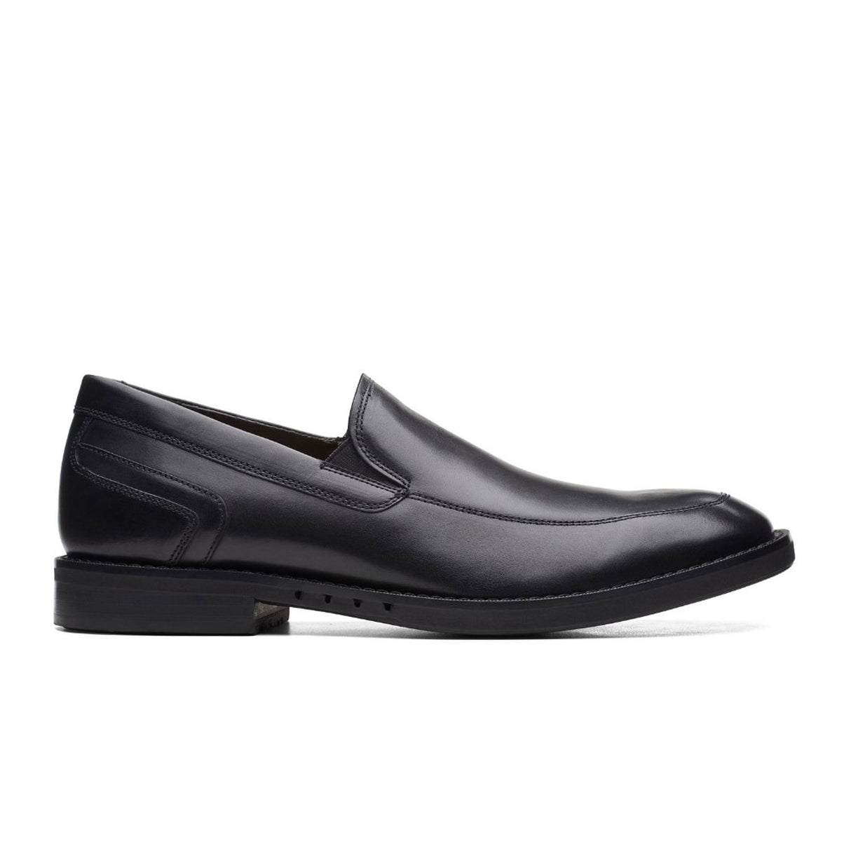 Clarks Un Hugh Step Slip On Loafer (Men) - Black Leather Dress-Casual - Slip On - The Heel Shoe Fitters