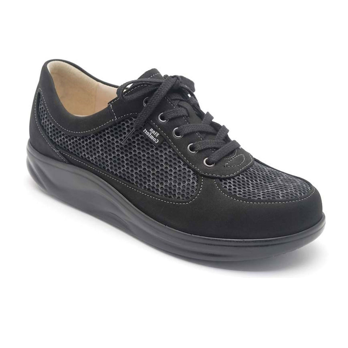 Finn Comfort Columbia Lace Up (Women) - Black Nero Athletic - Casual - Lace Up - The Heel Shoe Fitters