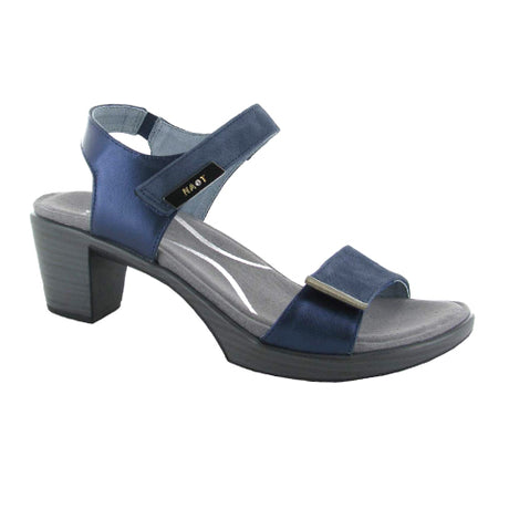 Naot Intact (Women) - Supreme Navy Velvet/Polar Leather Sandals - Heel/Wedge - The Heel Shoe Fitters