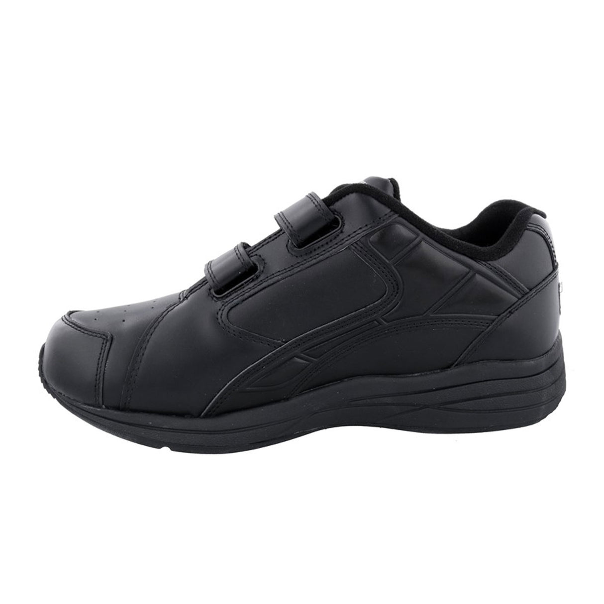 Drew Force V Hook and Loop Walking Shoe (Men) - Black Leather Athletic - Walking - The Heel Shoe Fitters