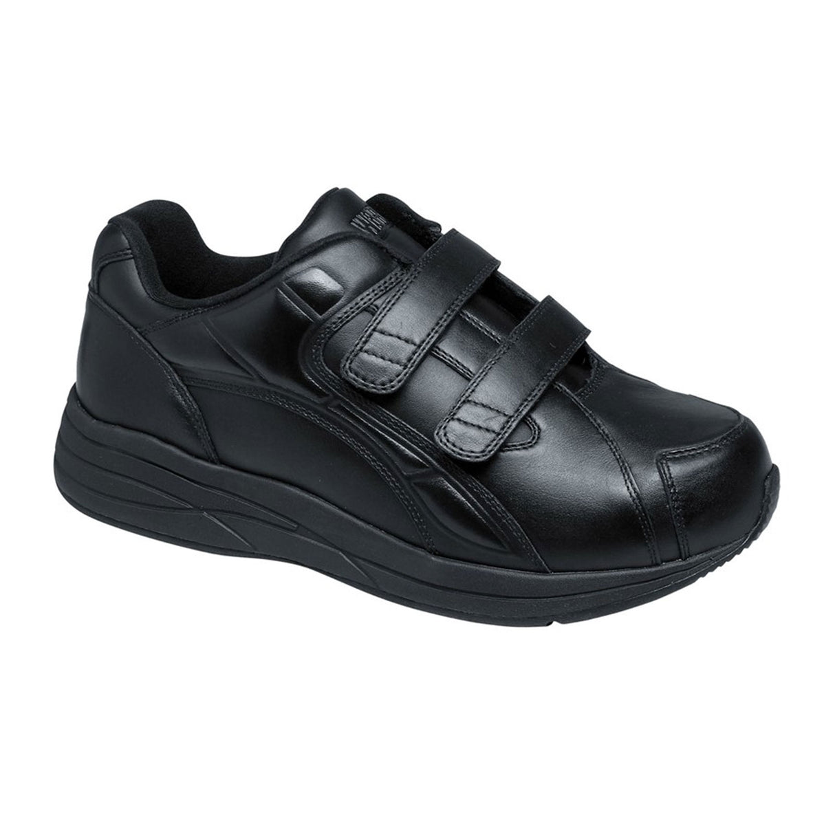 Drew Force V Hook and Loop Walking Shoe (Men) - Black Leather Athletic - Walking - The Heel Shoe Fitters