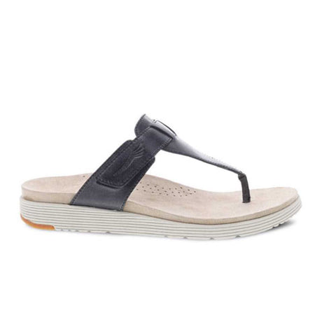 Dansko Cece Thong Sandal (Women) - Black Burnished Calf Sandals - Thong - The Heel Shoe Fitters