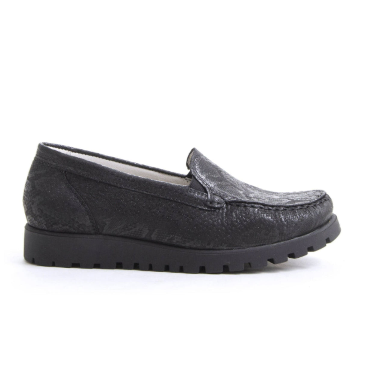Waldlaufer Hegli 549001 Slip On Loafer (Women) - Black Snake Dress-Casual - Loafers - The Heel Shoe Fitters