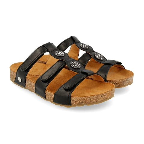 Haflinger Alice Slide Sandal (Women) - Black New Sandal - Slide - The Heel Shoe Fitters