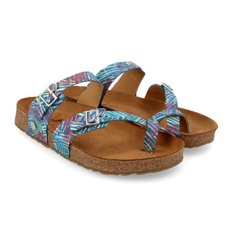 Haflinger Hedda Toe Loop (Women) - Reseda Blue Multi Sandals - Thong - The Heel Shoe Fitters