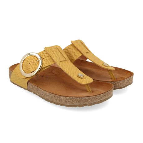 Haflinger Round Buckle Corinna Slide Sandal (Women) - Mostaza Sandals - Thong - The Heel Shoe Fitters