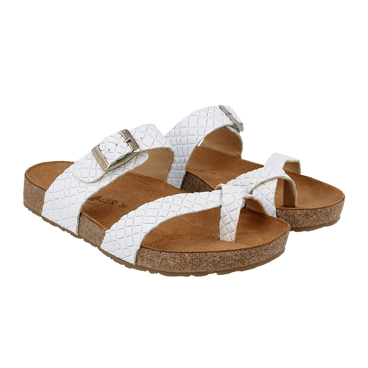 Haflinger Juno Sandal (Unisex) - Woven Blanco Sandal - Thong - The Heel Shoe Fitters