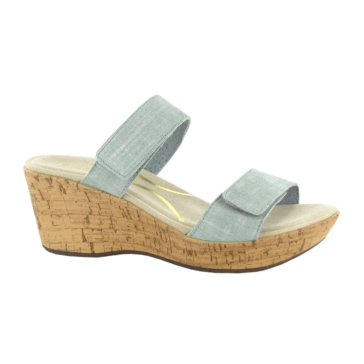 Naot Caveran Wedge Sandal (Women) - Teal Linen Leather Sandal - Heel/Wedge - The Heel Shoe Fitters