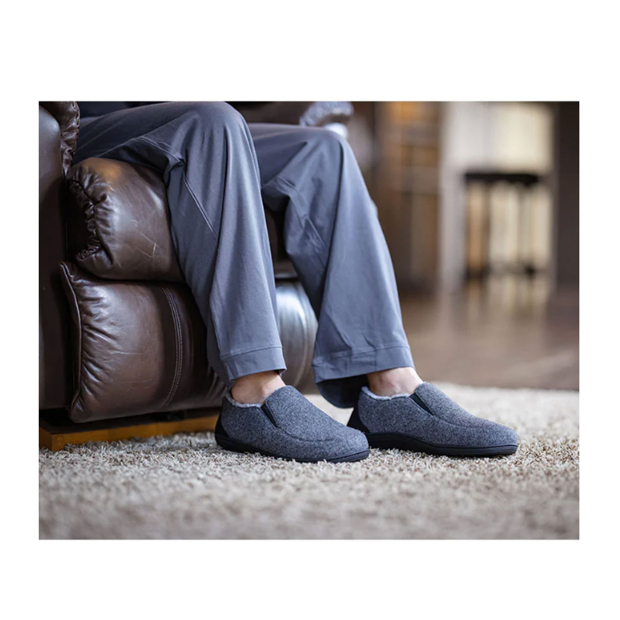 Powerstep Twin Gore Slipper (Men) - Charcoal Dress-Casual - Slippers - The Heel Shoe Fitters