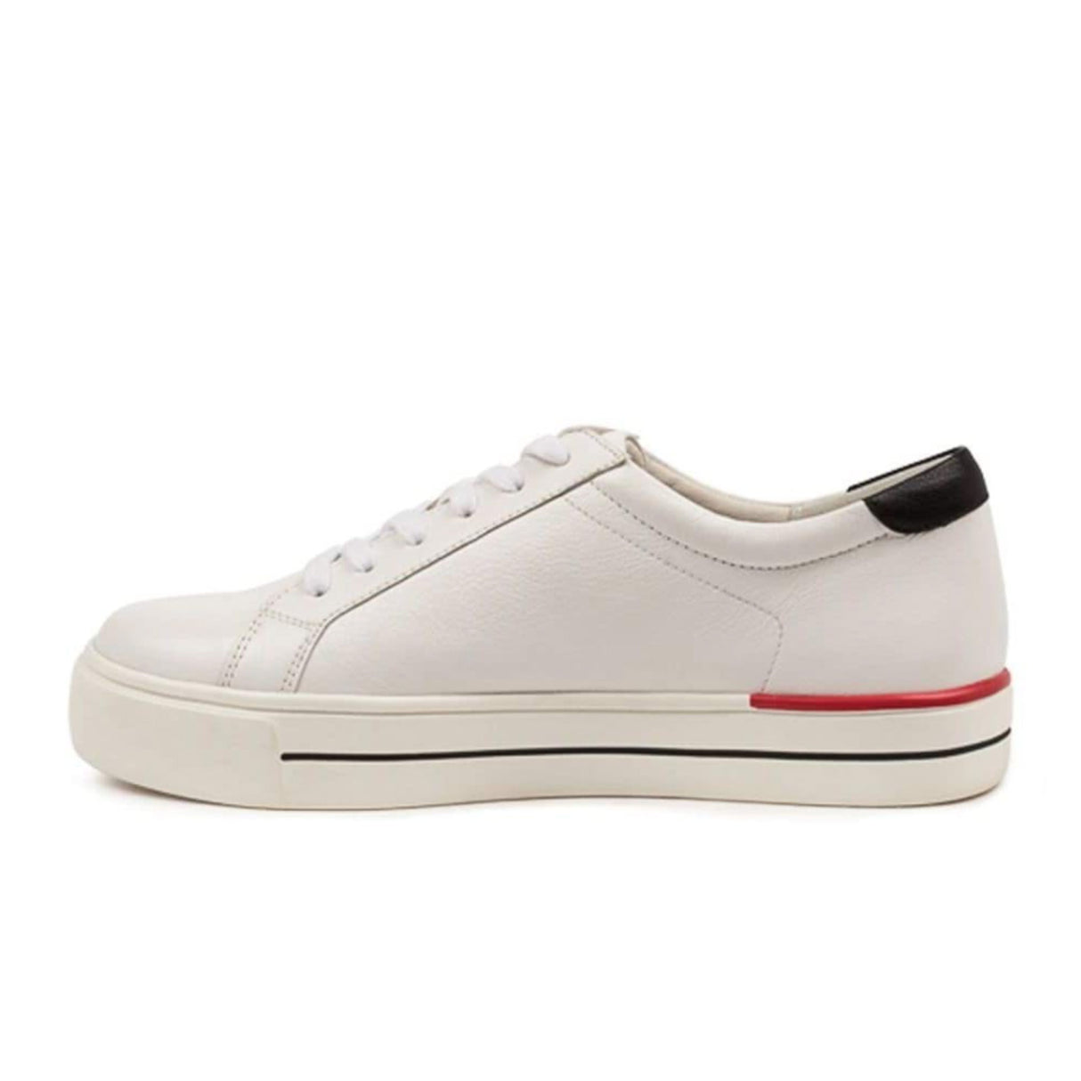 Ziera Alysia Wide Sneaker (Women) - White-Black Athletic - Casual - Lace Up - The Heel Shoe Fitters