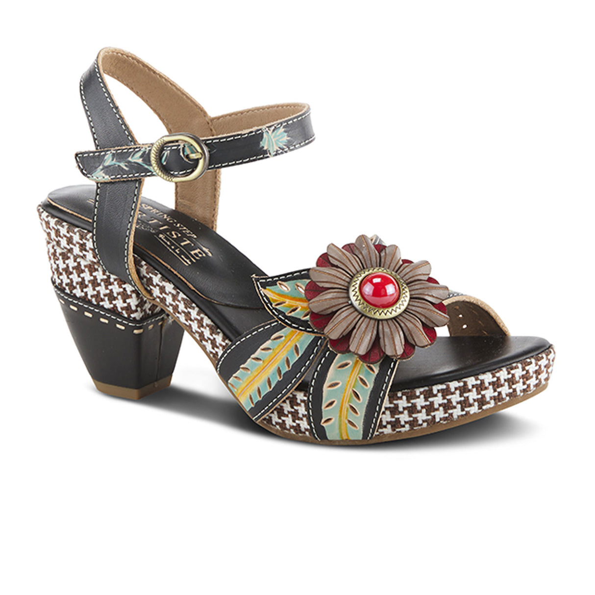 L'Artiste Astarr Heeled Sandal (Women) - Black Multi Sandal - Heel/Wedge - The Heel Shoe Fitters