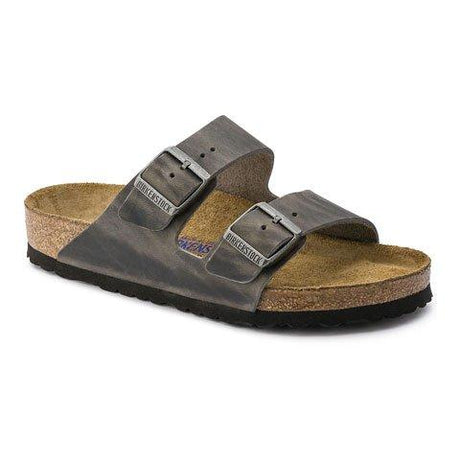 Birkenstock Arizona Soft Footbed Slide Sandal (Unisex) - Iron Oiled Leather Sandals - Slide - The Heel Shoe Fitters