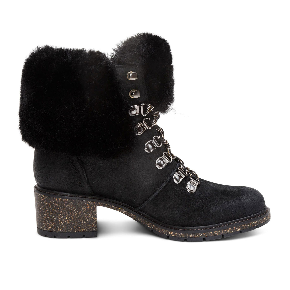 Aetrex Brooklyn Mid Boot (Women) - Black Leather Boots - Fashion - Mid Boot - The Heel Shoe Fitters