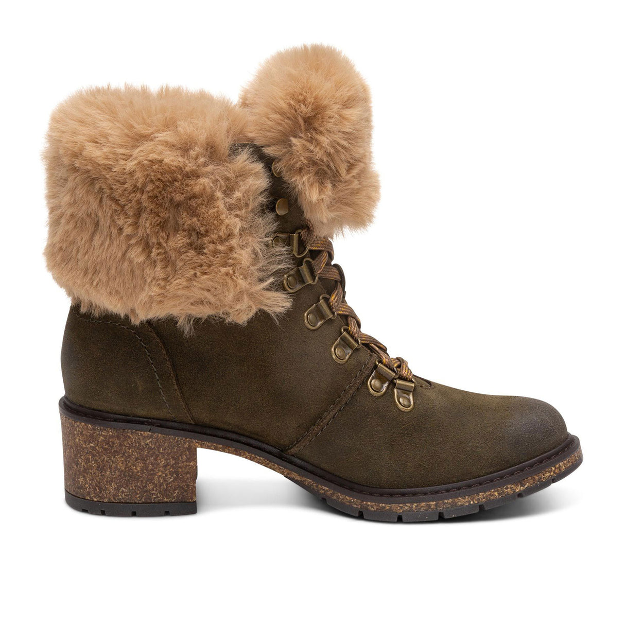 Aetrex Brooklyn Mid Boot (Women) - Khaki Leather Boots - Fashion - Ankle Boot - The Heel Shoe Fitters