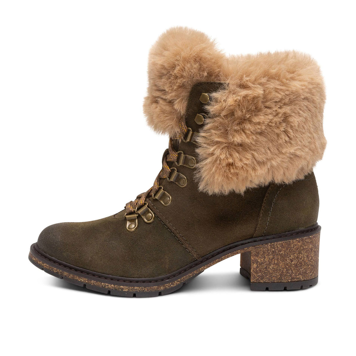 Aetrex Brooklyn Mid Boot (Women) - Khaki Leather Boots - Fashion - Ankle Boot - The Heel Shoe Fitters