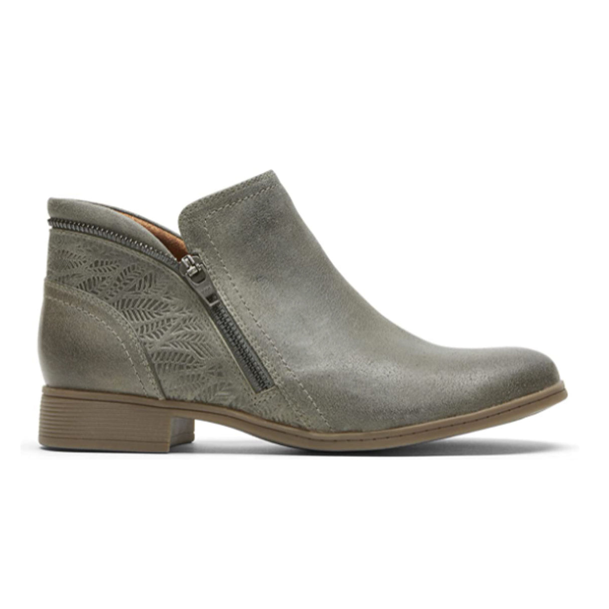 Cobb Hill Crosbie Zip Ankle Boot (Women) - Dusty Olive Leather Boots - Fashion - Ankle Boot - The Heel Shoe Fitters