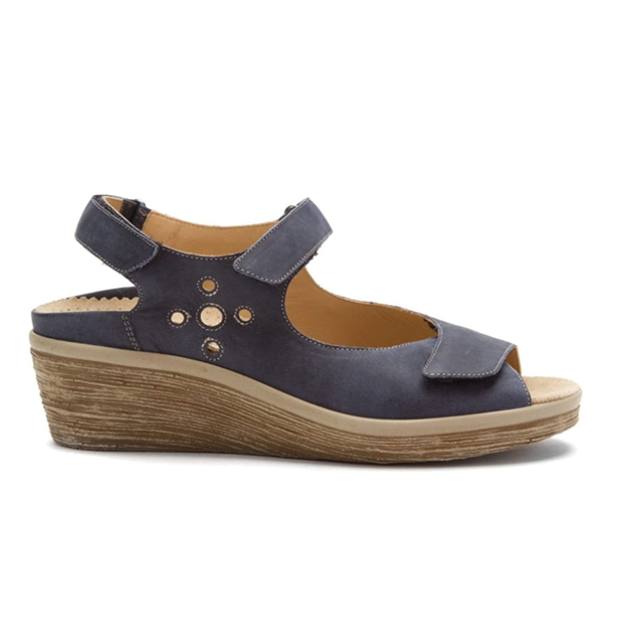 Durea Cheryl Wedge Sandal (Women) - Blue Sandal - Backstrap - The Heel Shoe Fitters
