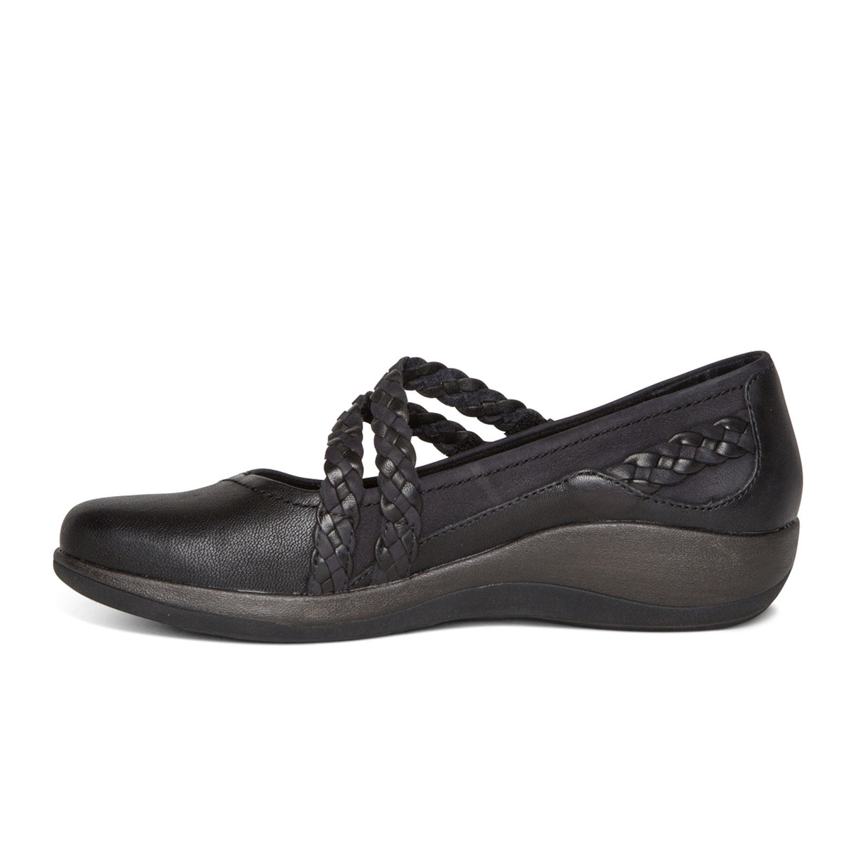 Aetrex Annie Mary Jane (Women) - Black Leather Dress-Casual - Slip On - The Heel Shoe Fitters