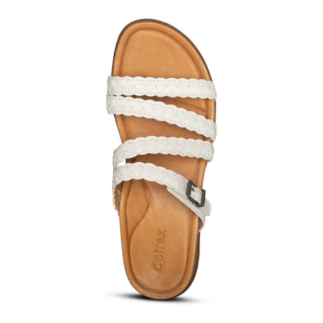 Aetrex Brielle Slide Sandal (Women) - White Sandals - Slide - The Heel Shoe Fitters