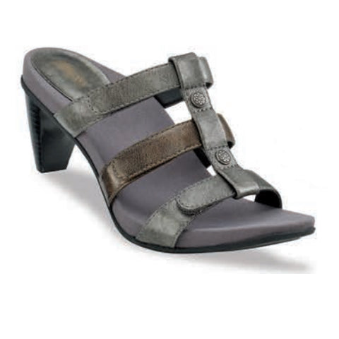 Aetrex Kayla Heeled Sandal (Women) - Pewter Sandal - Heel/Wedge - The Heel Shoe Fitters