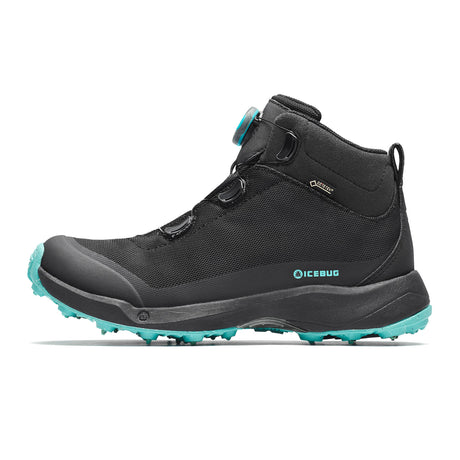 Icebug Stavre BUGrip GTX Winter Hiking Boot (Women) - Black/Jade Mist with Studs Hiking - Mid - The Heel Shoe Fitters
