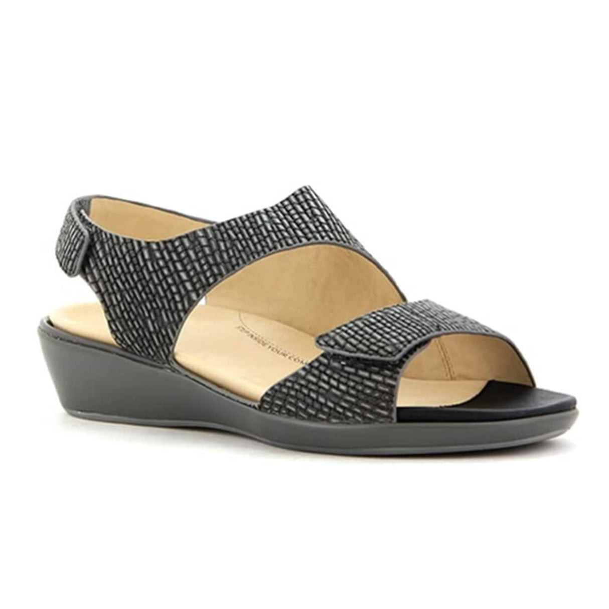 Ziera Ginger Wedge Sandal (Women) - Charcoal Iggy Sandal - Backstrap - The Heel Shoe Fitters