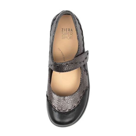 Ziera Gummibear Mary Jane (Women) - Black Antique Pewter Leather Dress-Casual - Mary Janes - The Heel Shoe Fitters